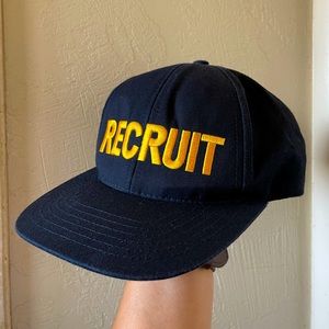 Recruit Black Embroidered Hat Adjustable Snapback